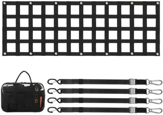 Bagage Organizer - Kofferbaknet - Spullen Opbergen - Sterk Draagvermogen - 54 x 18 inch - Zwart