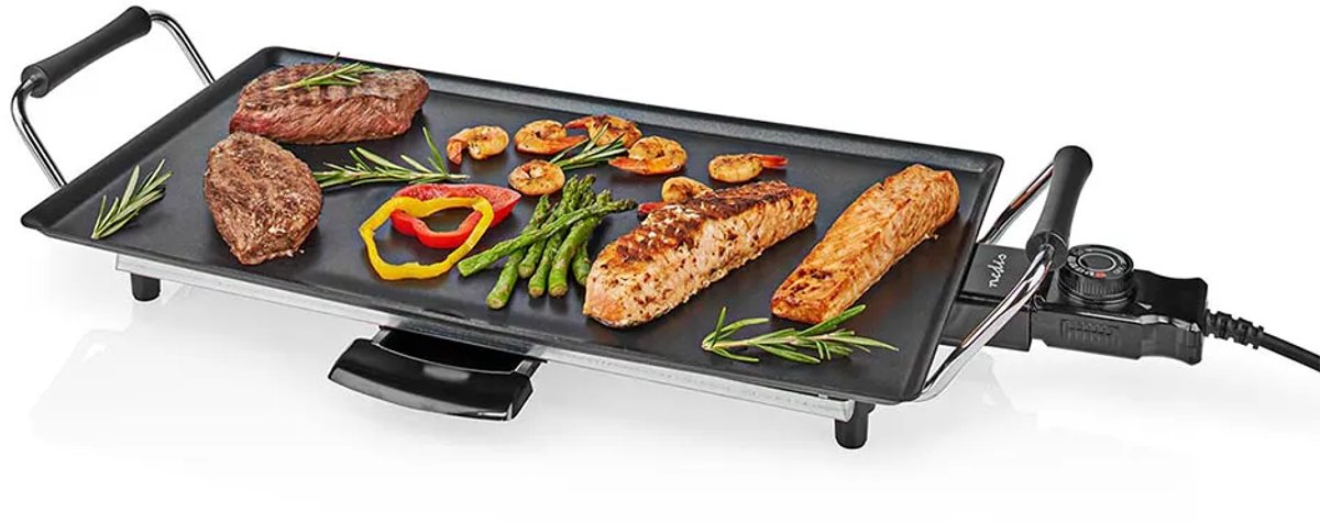 Bol.com Nedis Teppanyaki Bakplaat - Grillplaat 48x27cm - 6 personen - Gourmet aanbieding