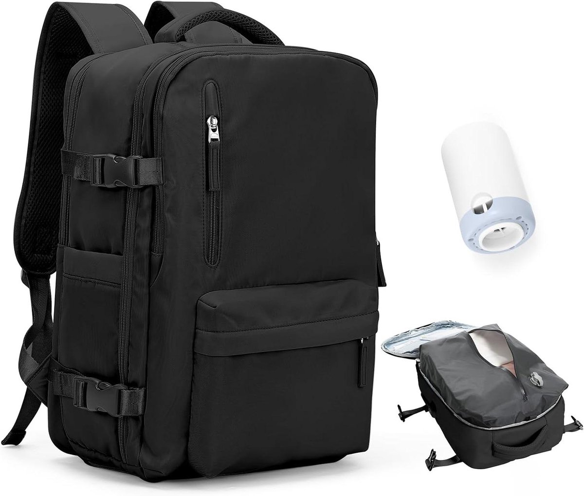 Reisrugzak - Handbagage - Ruimte Besparen - Met Vacuüm Pomp - 40x20x25 cm - Zwart