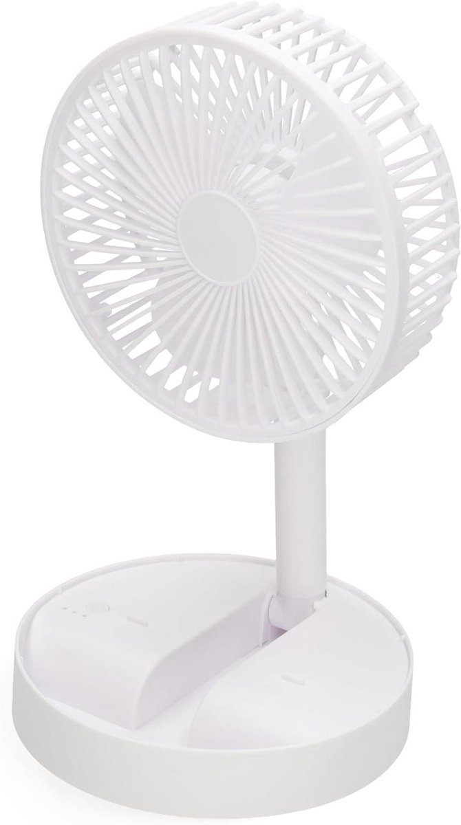 Mini Tafelventilator - Opvouwbare Ventilator - Persoonlijke Verkoeling - Ingebouwde Telefoonhouder - 16.5 cm Diep - Wit