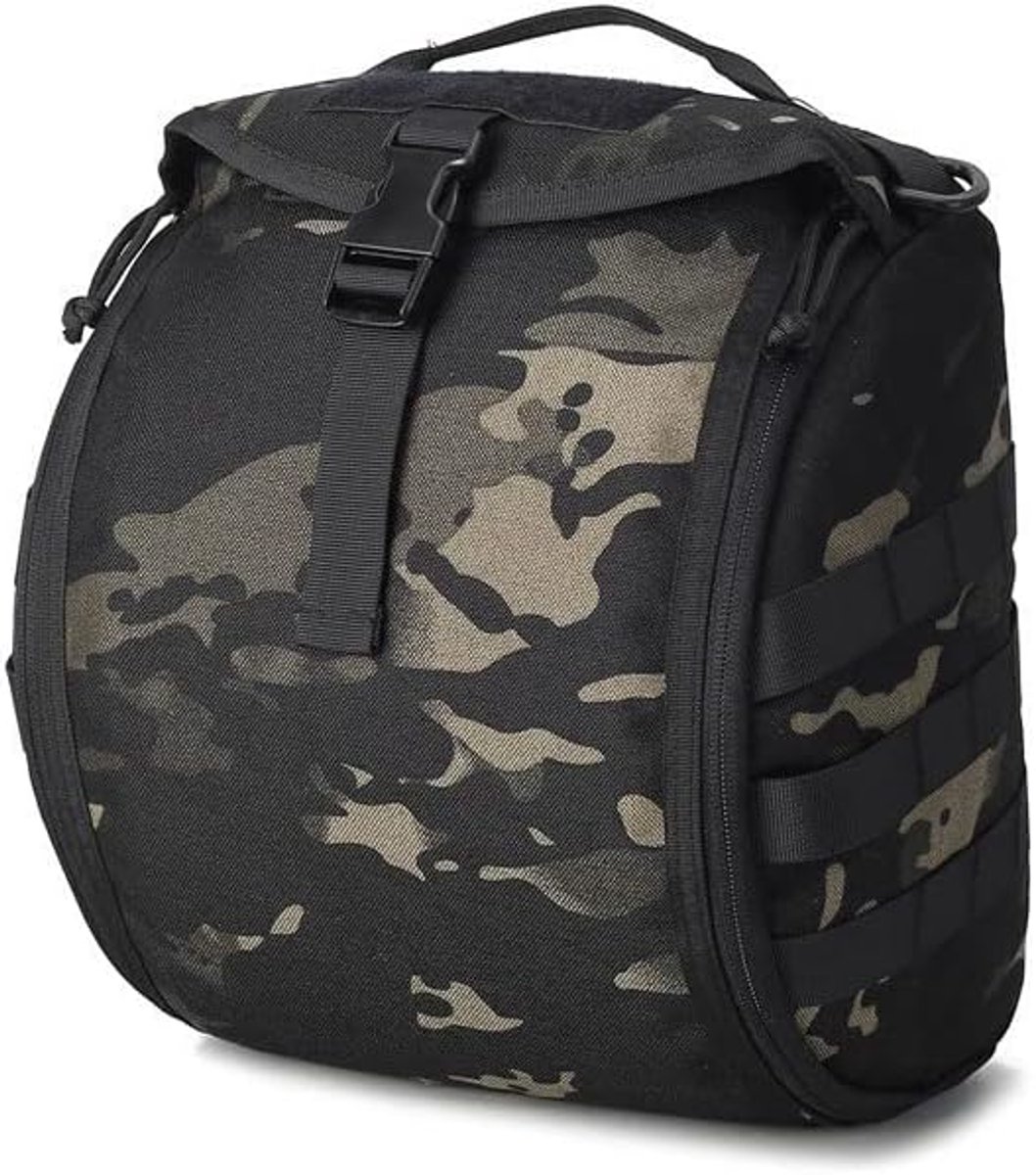 VHV - Helmtas - Tactische tas - Helm opbergtas - Gewatteerd - Anti-kras - Grote capaciteit - Voor outdoor - 32*23*15cm - Zwarte camouflage