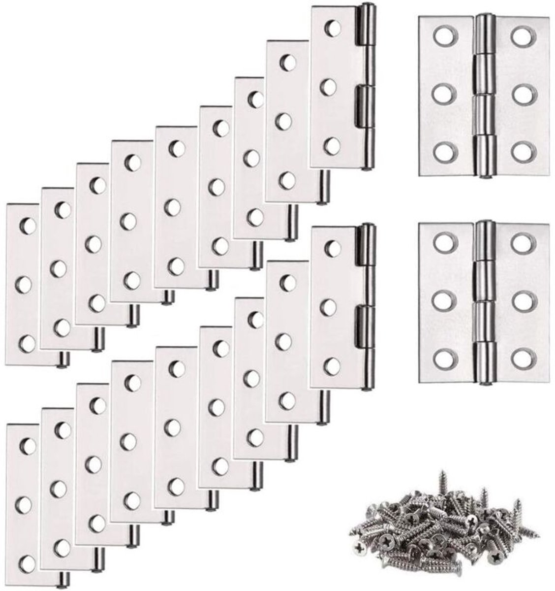 Scharnieren, roestvrijstalen scharnieren, 20 kleine scharnieren, scharnieren, platte scharnieren, meubelbeslag, scharnieren voor kastdeuren en veiligheidsdeuren