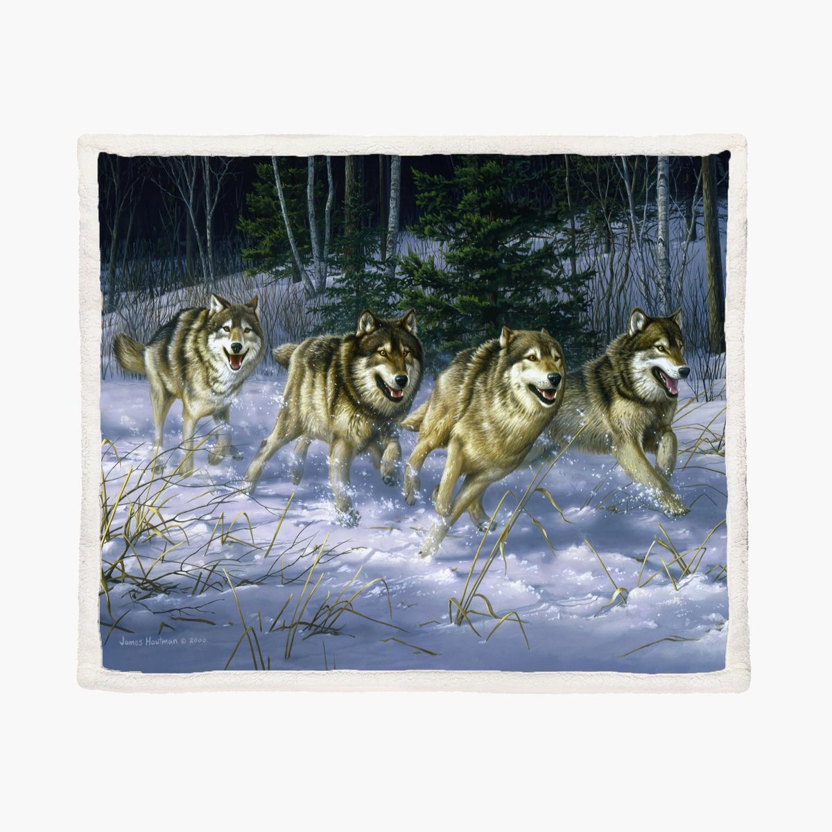 The Coloured House Fleece Deken 150*200cm Running Wild - Wolven Multicolor