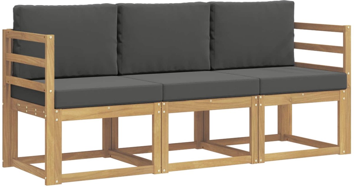 vidaXL Buiten - bank - set - 3 - st - Wit - en - antracietkleurig - 185,5 - x - 63 - x - 73 - cm Wit en antracietkleurig