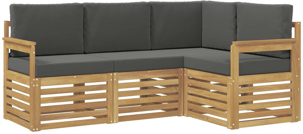 vidaXL Buiten - bank - set - 4 - st - Wit - en - antracietkleurig - Polyester Wit en antracietkleurig