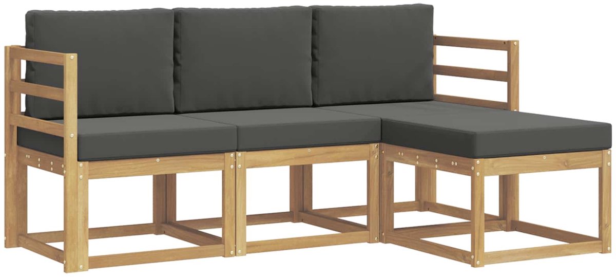 vidaXL Buiten - bank - set - 4 - st - Wit - en - antracietkleurig wit en antracietkleurig