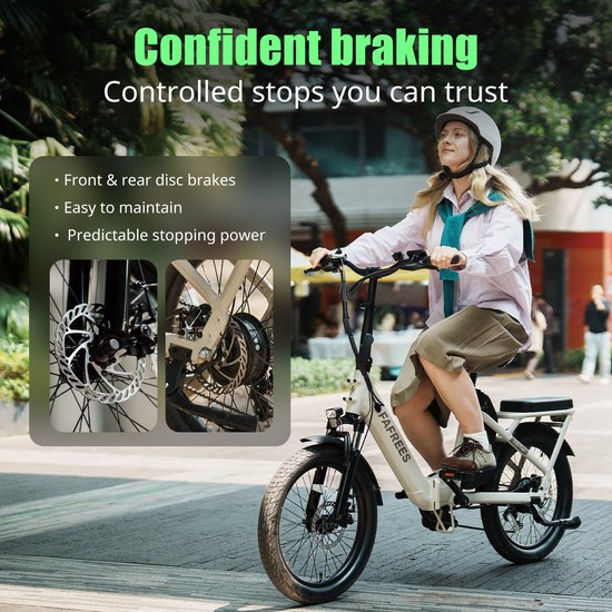 FAFREES F20 Flex Opvouwbare Elektrische Fiets - 36V 25Ah Accu, 120km Bereik, 7-Speed Shimano, Dubbel Geveerd, Torque Sensor - Haze Blauw van FAFREES — afbeelding 5