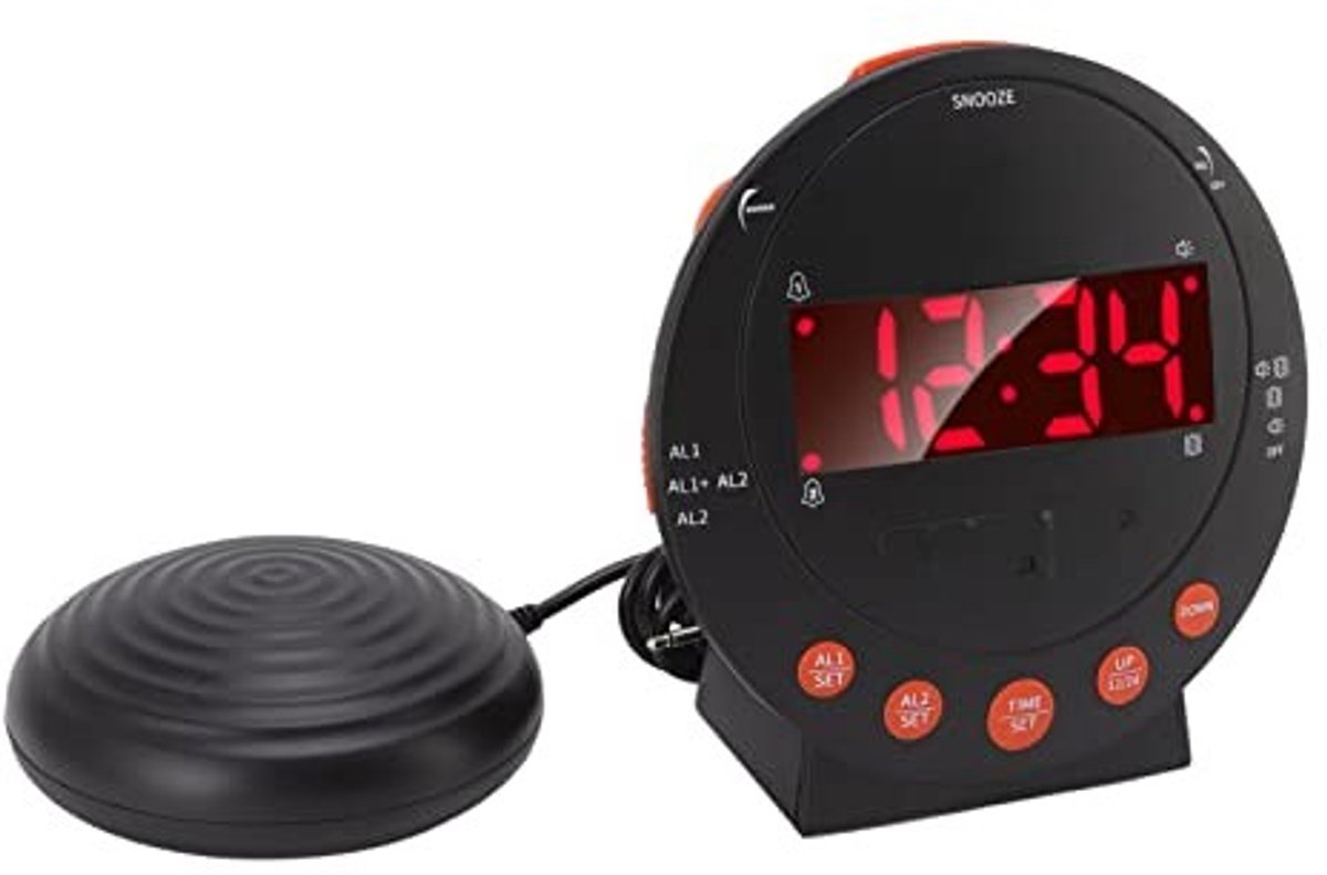 Solidchoice - Dailygoody - Digitale Wekker - Extra Luide Wekker - Vibrerende Alarmfunctie - Rood - Schud Wekker - Voor Studenten en Ouderen - Compact Model