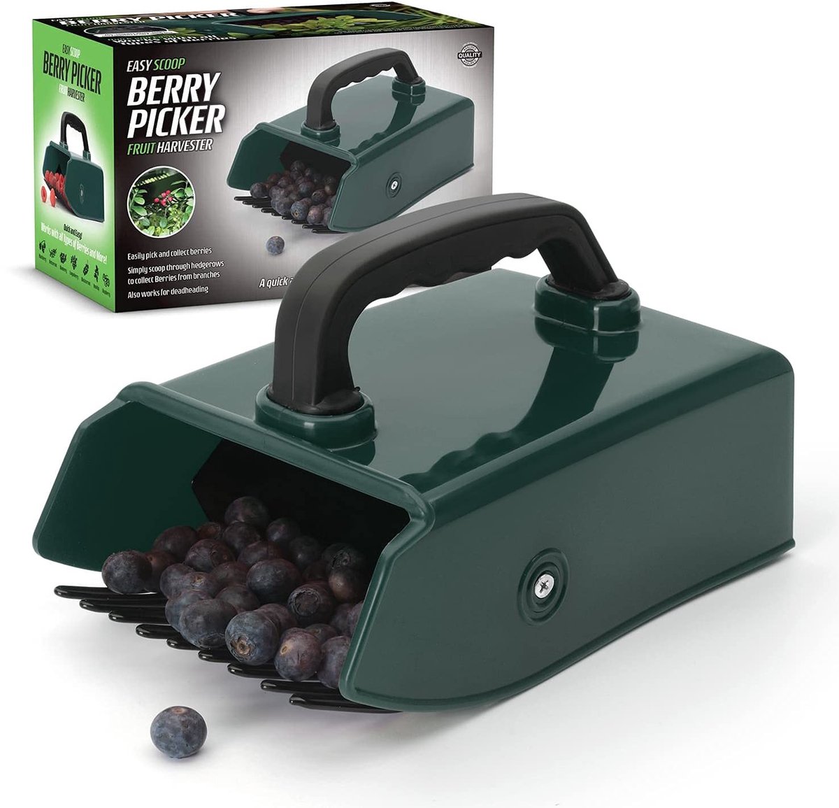 Solidchoice - Dailygoody - Bessenplukker - Tuinieren - Ergonomische rubberen greep - Kunststof en metaal - Ideaal voor bessen en bramen - Handige oogsttool - Geschi..