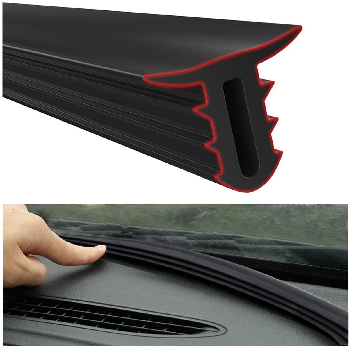 Solidchoice - Dailygoody - Auto Rubber Seal Protector Guard Strip - Geluidsisolatie en Zelfklevend - 160 CM - Dashboard Trim Strip - Geschikt voor Diverse Auto's en