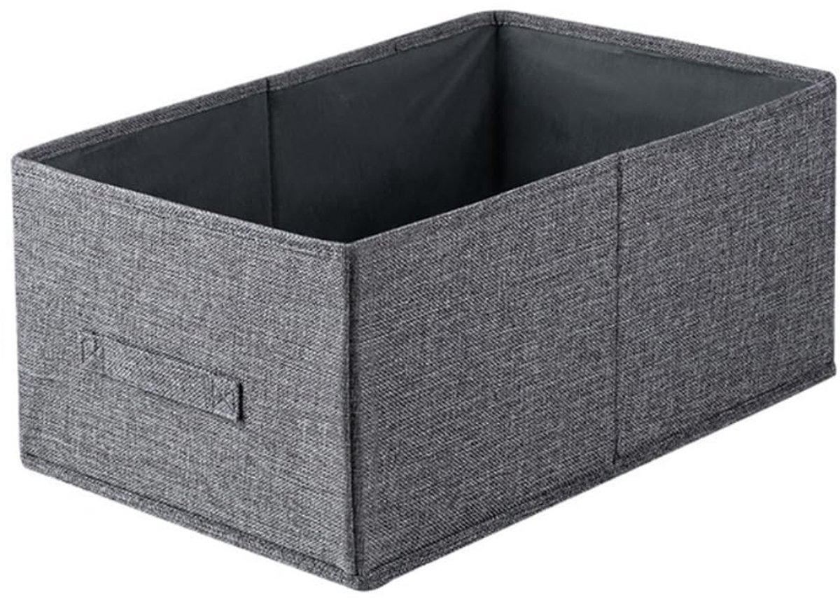 Allecto - Vouwbare Opbergdoos - 41x24x17 cm - Grijze Katoen Linnen Organiser met Handvatten voor Kleding en Speelgoed