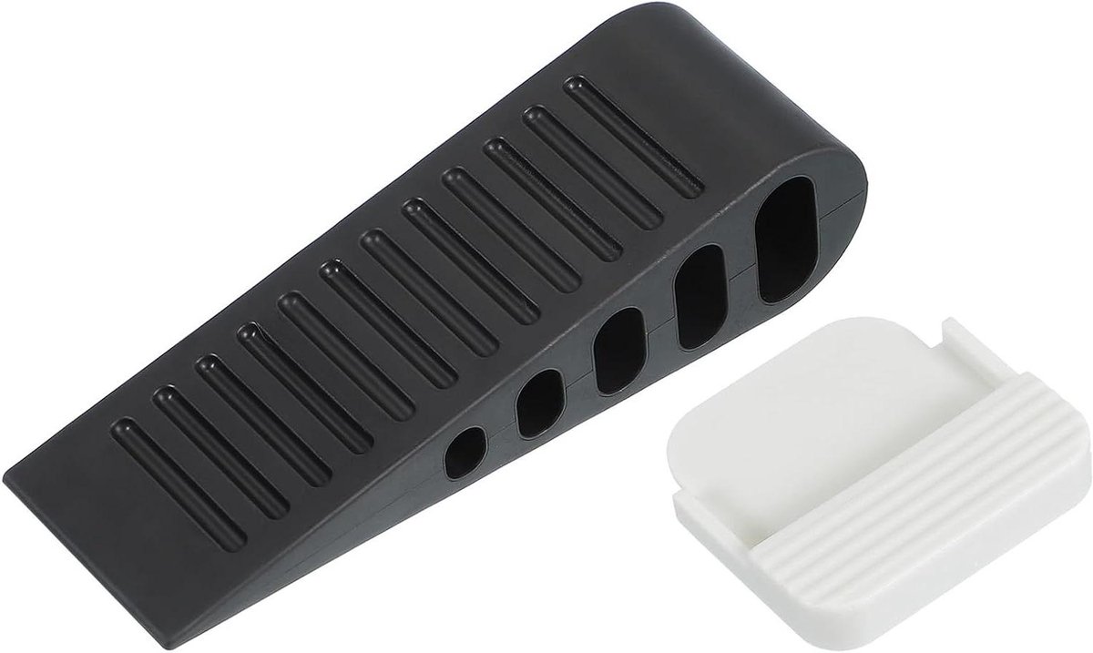 Rubberen Deurstopper - Deurwig Deurstop - Deuren Open Houden - Met Houder - 12.6 cm - Zwart