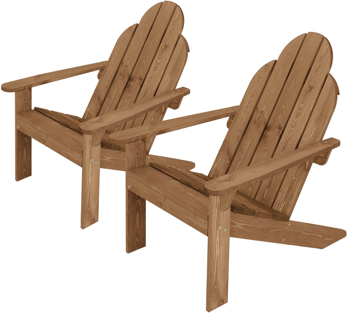 Adirondack tuinstoel set van 2 gemaakt van massief hout weerbestendig belastbaar tot 120 kg bruin gemaakt van sparrenhout ML design