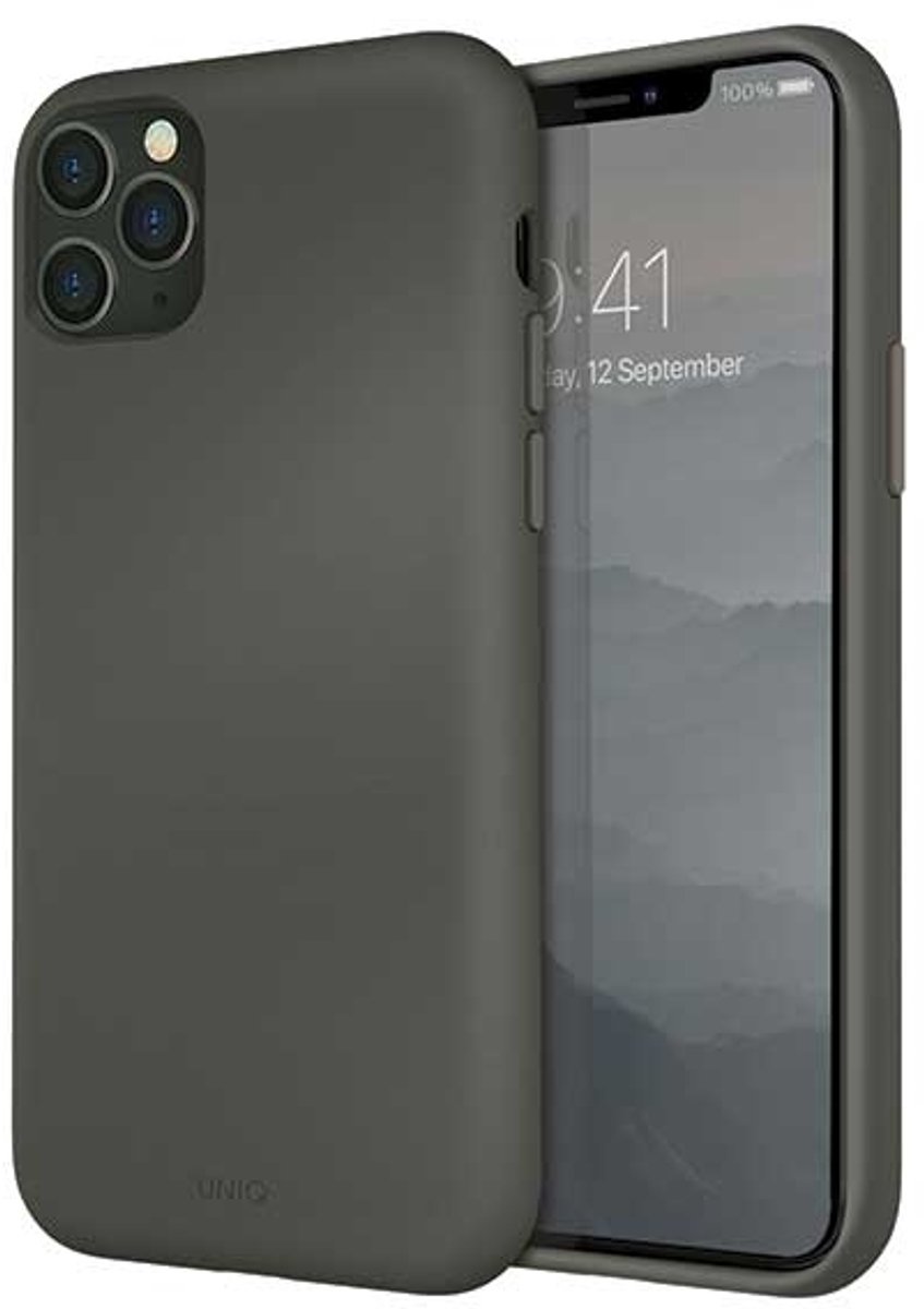 UNIQ - Lino - Hue iPhone - 11 - Pro - Max - hoesje - grijs/mosgrijs