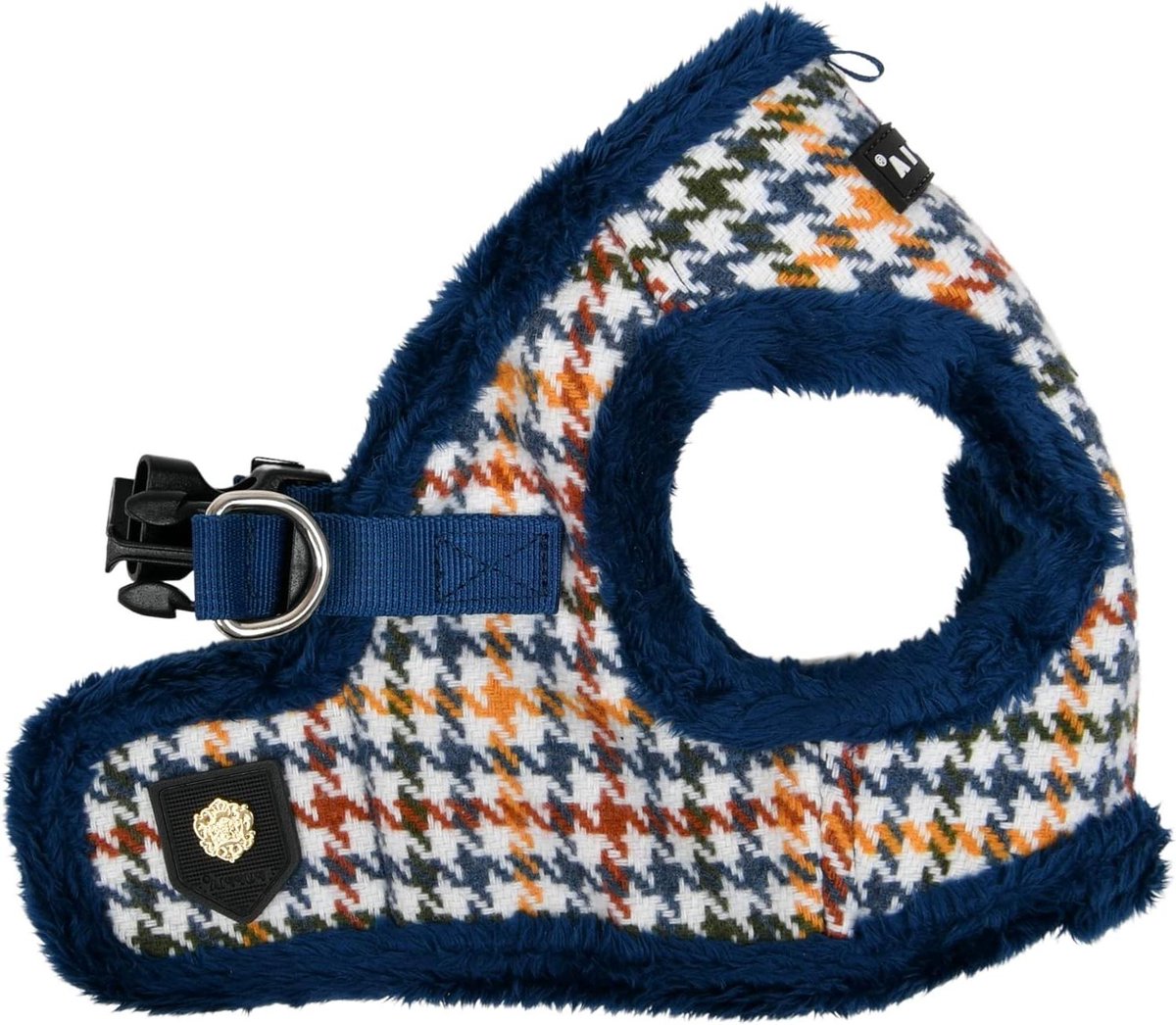 Hondentuigje Vest - Honden Harnas - Winterse Wandelingen - Pied-de-poule Patroon - XL 13" Nek 48-51cm Borst - Blauw