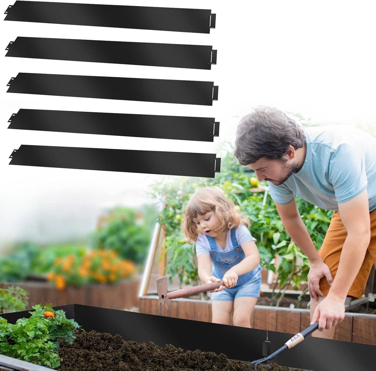 Gazonrand Metaal - Bloembedomranding Tuinrand - Tuin Afscheiden - Verzinkt Roestvrij Staal - 10 m x 18 cm - Zwart