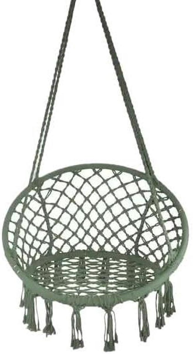 Macrame Hangmat - Schommelstoel - Buiten Ontspannen - Handgeweven katoenmix - 31.5" L x 24" B - Groen