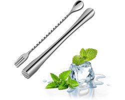 Stainless Steel Cocktail Tamper met Dubbelzijdige Roerlepel - 22.5 cm Lange Bar Accessoires voor Thuis en Professionele Keuken