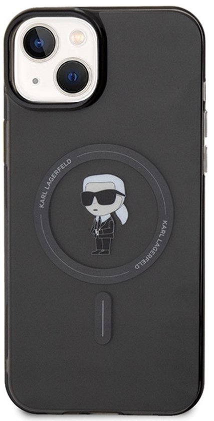 Coque rigide iPhone 15 Plus Karl Lagerfeld – Monogram Ikonik – Zwart