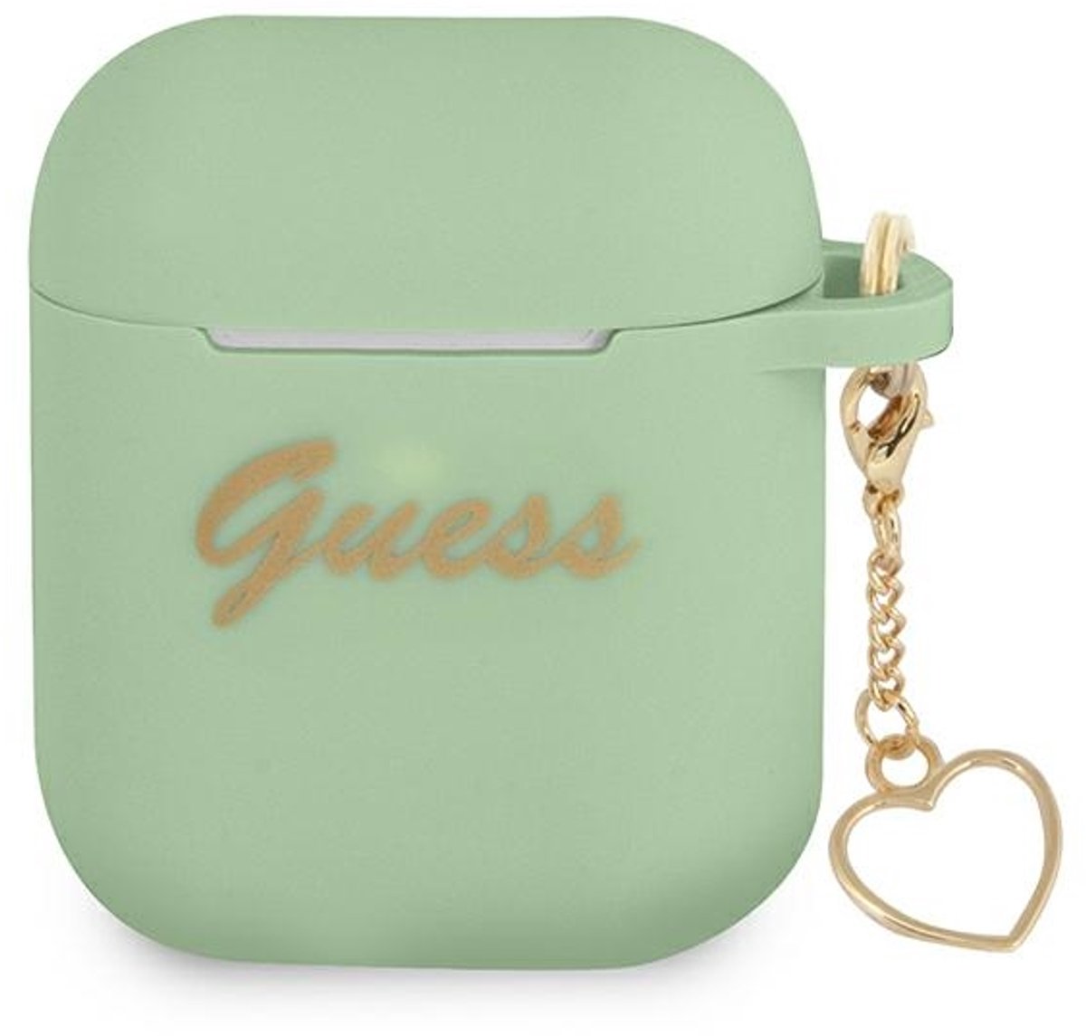 Guess Heart Silicone Case - Geschikt voor Apple Airpods 1 & 2 - Groen