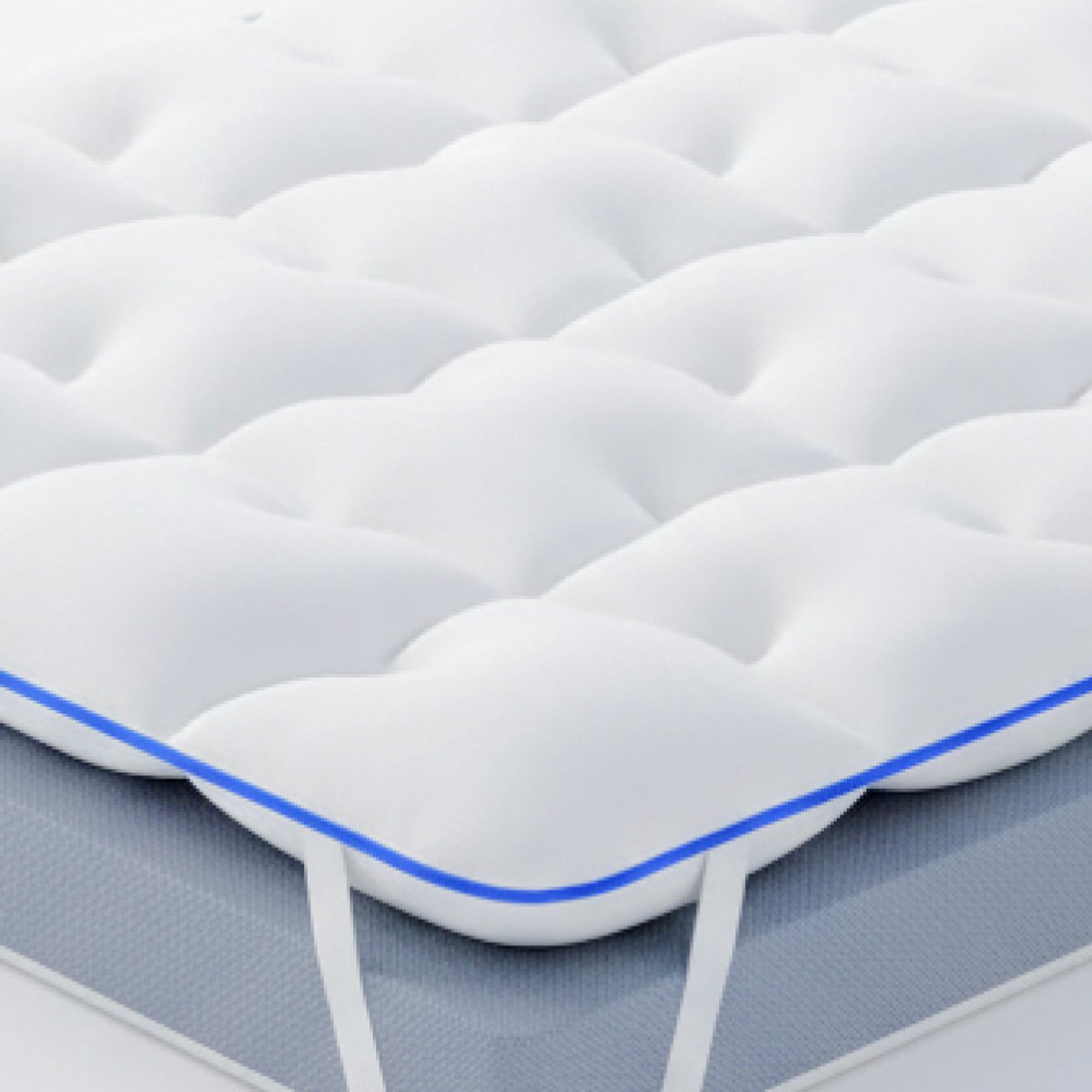 CASABEL Matrasoplegger 140 x 200 cm van ademende microvezel met blauwe bies
