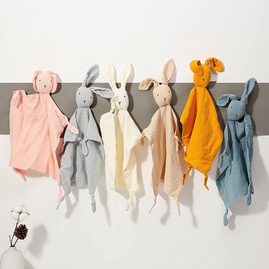 Konijnenknuffeldekentje - van mousseline katoen - zacht en ademend - ideaal als cadeau voor pasgeborenen, baby's, peuters, jongens en meisjes - grijs — afbeelding 5