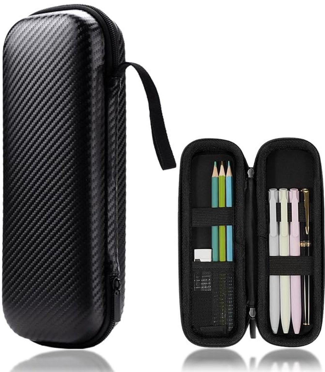 Allecto - Hard Pencil Case - Schrijfgerei - Ruime opbergcapaciteit - Zwart - Shockproof - Perfect voor school - Waterdicht