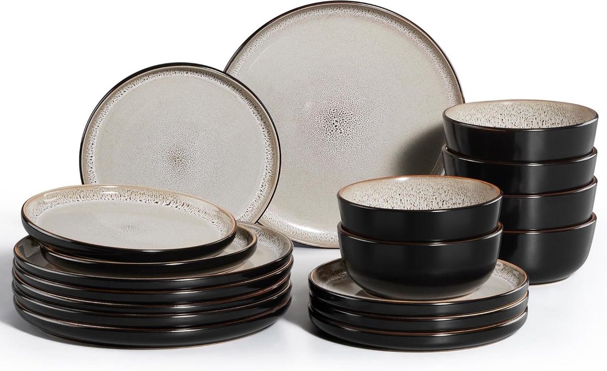 Serviesset 18-delig - Eetkamer servies - Dineren met gasten - Gres aardewerk - 6 personen - Kaki
