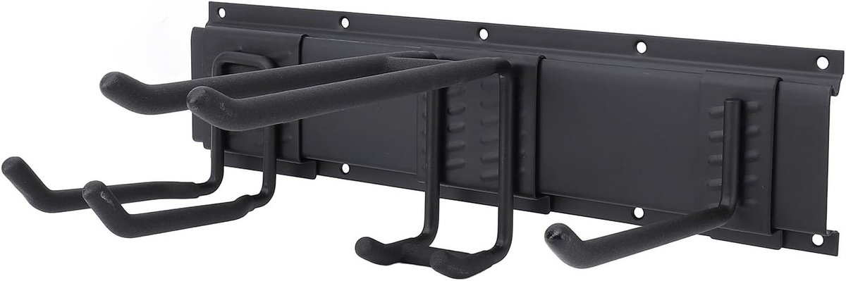 Muurbeugel voor Tuingereedschap, Stalen Opbergrek met 7 Haken en 3 Bevestigingsplaten, Ideaal voor Tuin, Schuur en Garage
