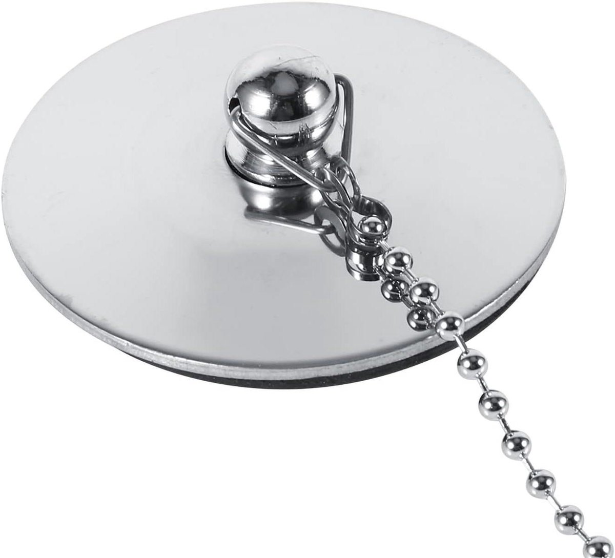 Afvoerdeksel Badkuip - Stop Zonder Ketting - Keuken en Badkamer - Verchroomd Massief Metaal - 42 cm Diameter - Chroom