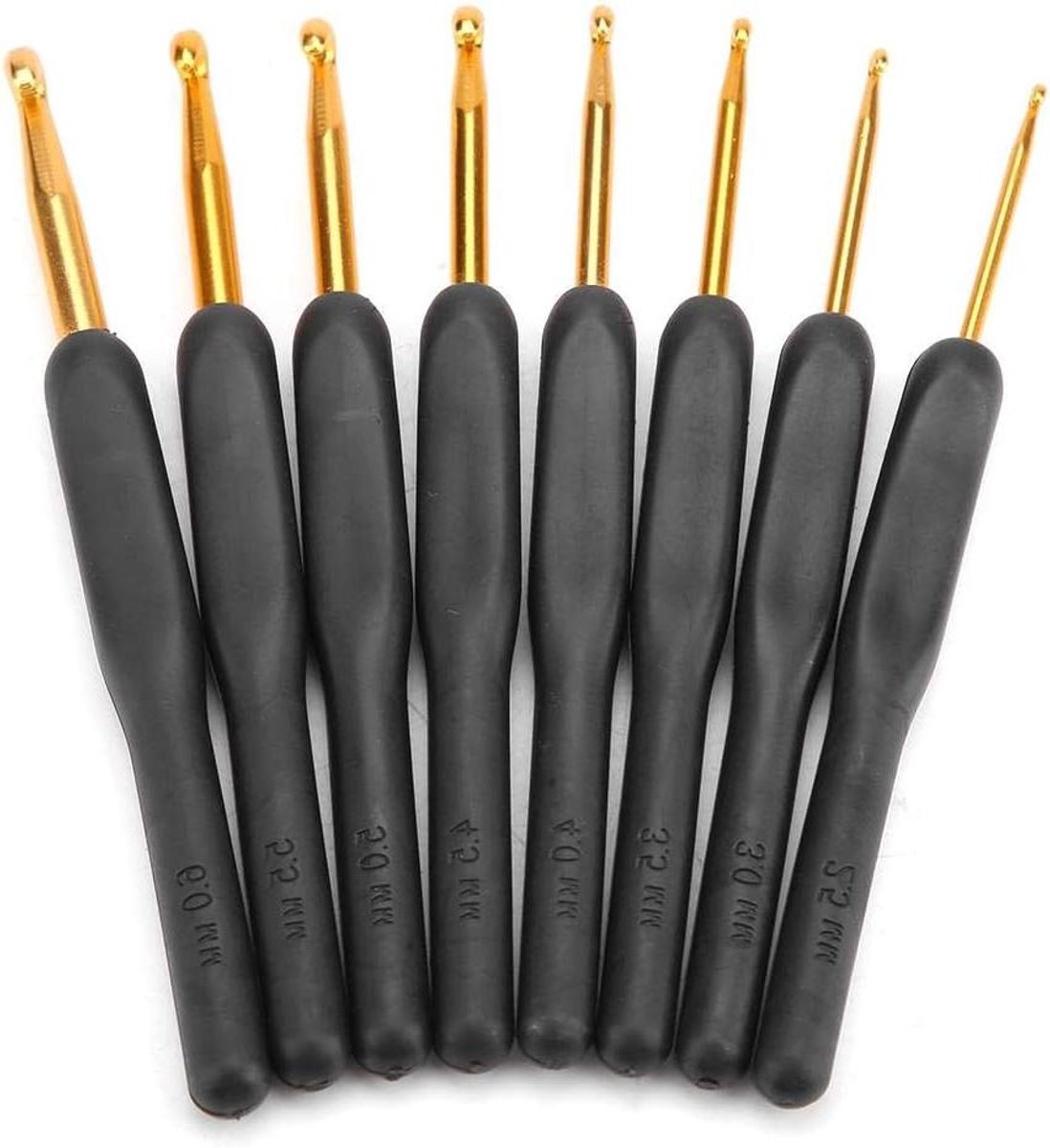 Tunesische haaknaald set - Haaknaalden breinaalden - Kant en bloemen haken - Ergonomisch ABS handvat - 8 stuks - Zwart