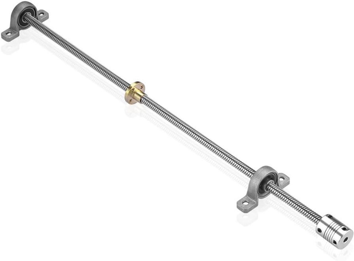 Lineaire As Set - Spindelstang Kit - 3D Printer Onderdelen - Roestvrij Staal - 500mm - Zilver