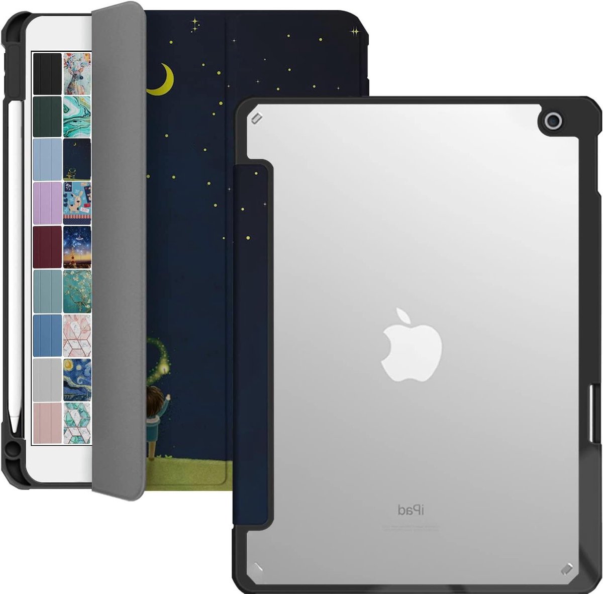 iPad Hoes - Beschermhoes Tablet - Tablet Beschermen - Robuuste Shell - 10.2 Inch - Nachthemel