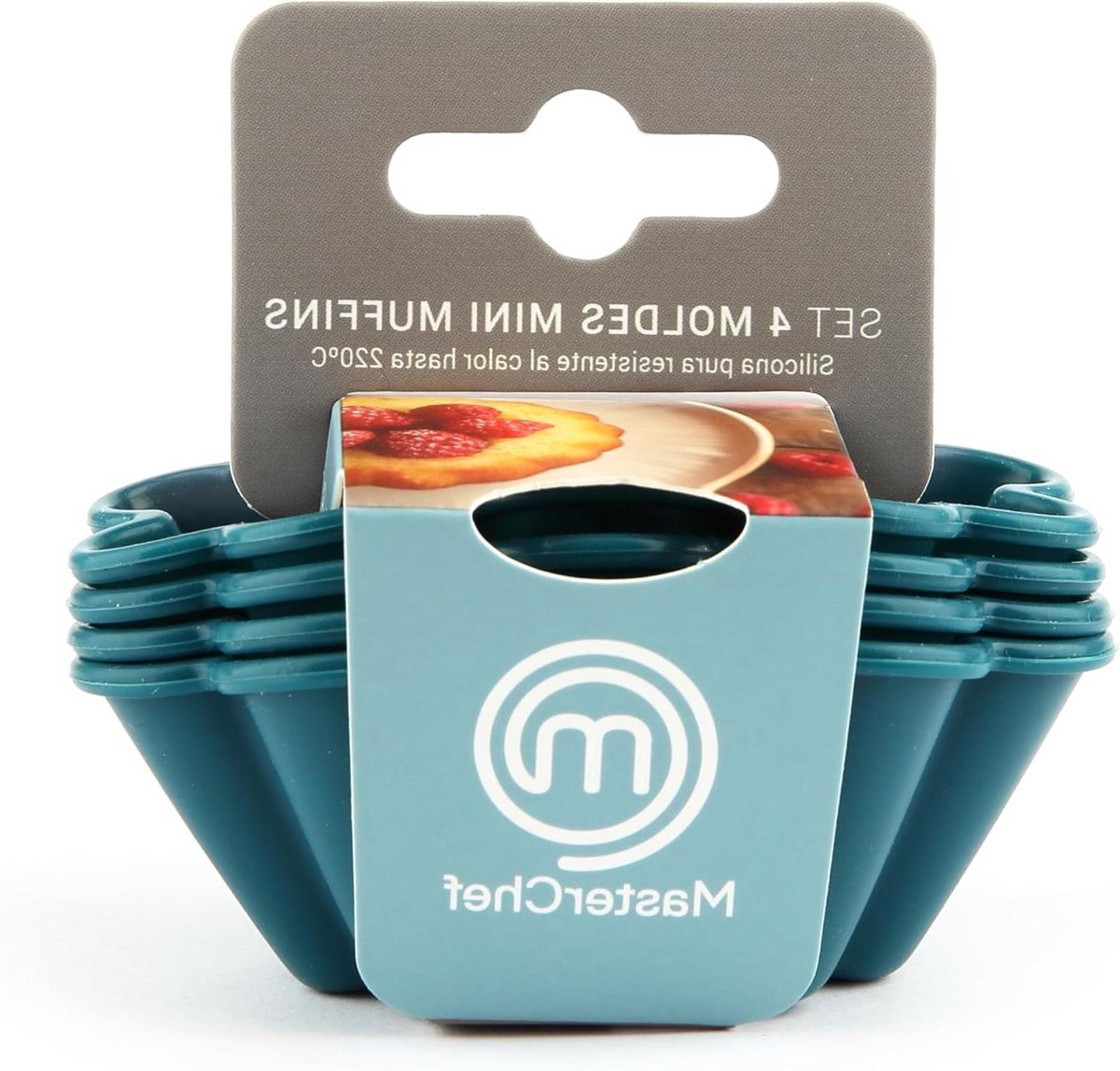 Muffinvorm Set - Bakvormen Bloem - Decoratief Bakken - Antiaanbaklaag - 4-delig - Kalkoenblauw