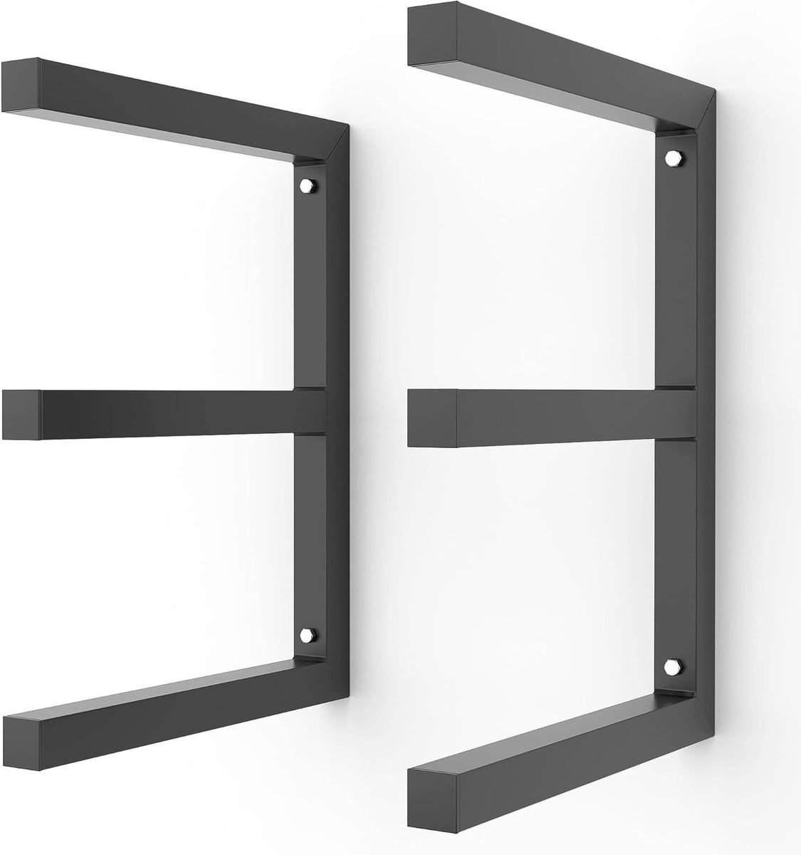 Houten Opbergrek - Hout Organisator - Garage Opslag - Zware Kwaliteit Staal - 200 lbs per laag - Zwart