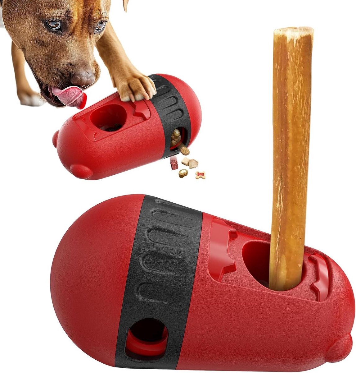 Kauwhouder Hond - Honden Speelgoed - Veilig Kauwen - Ergonomisch Ontwerp - Standard - Rood Zwart
