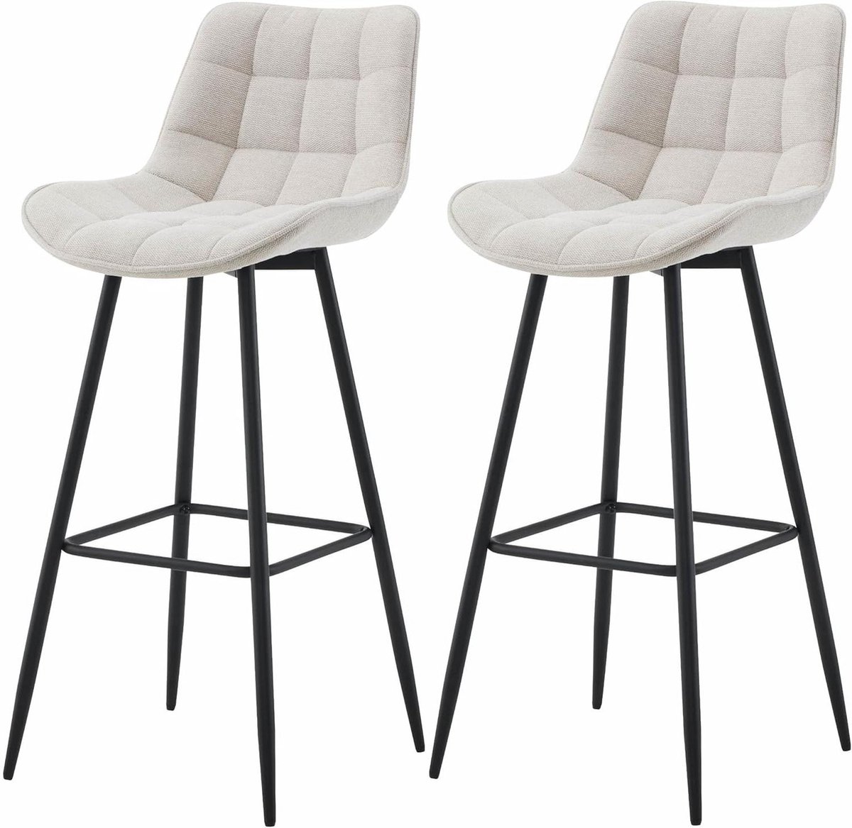 Barkrukken Set - Krukken Bar - Keuken Bar - Met Rugleuning - 47x52x106 cm - Creme