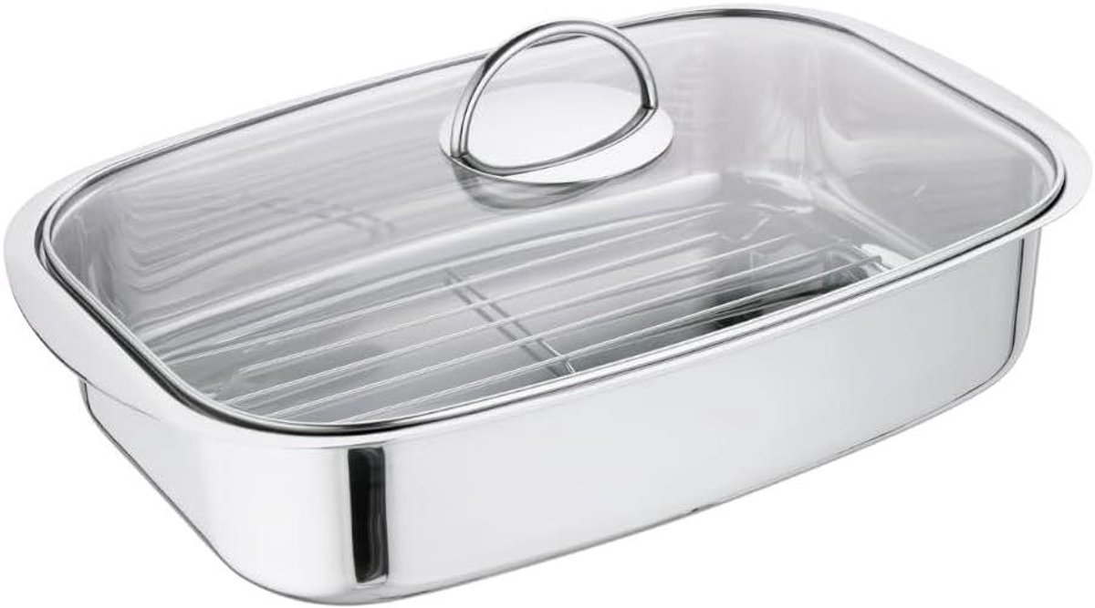 Gezichtsbraadpan - Braadpan - Langzaam Garen - Energiebesparende bodem - 36 cm 6 Liter - Zilver