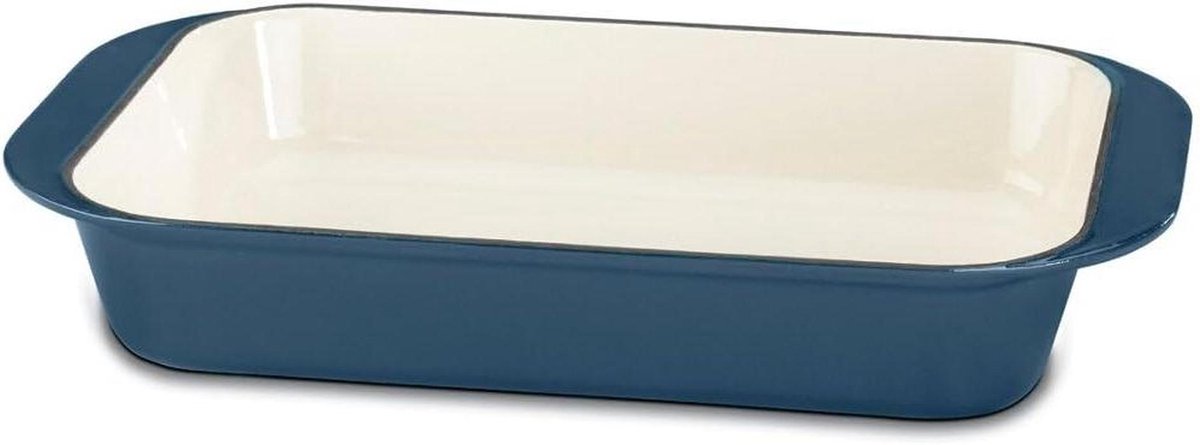 Ovenschaal Gietijzer - Braadslede Lasagneplaat - Oven Gebruik - Gelijkmatige Warmteverdeling - 356 cm - Provencal Blue