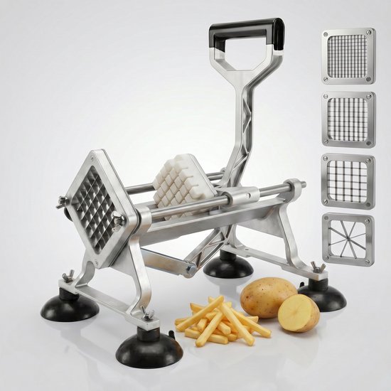 AXIMO Frietsnijder - Patatsnijder Aluminium - Fritessnijder Professioneel - Inclusief vier RVS messen - 43x16,8x(H)29cm - Ook voor groentes