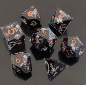 Joya Dice® Polydice Dobbelsteen Set geschikt voor rollenspellen zoals Dungeons and Dragons D&D DnD | Dobbelstenen Set | Dice Set | Resin 7 Stuks Set | Incl. Luxe Opbergdoos | Bone Jester