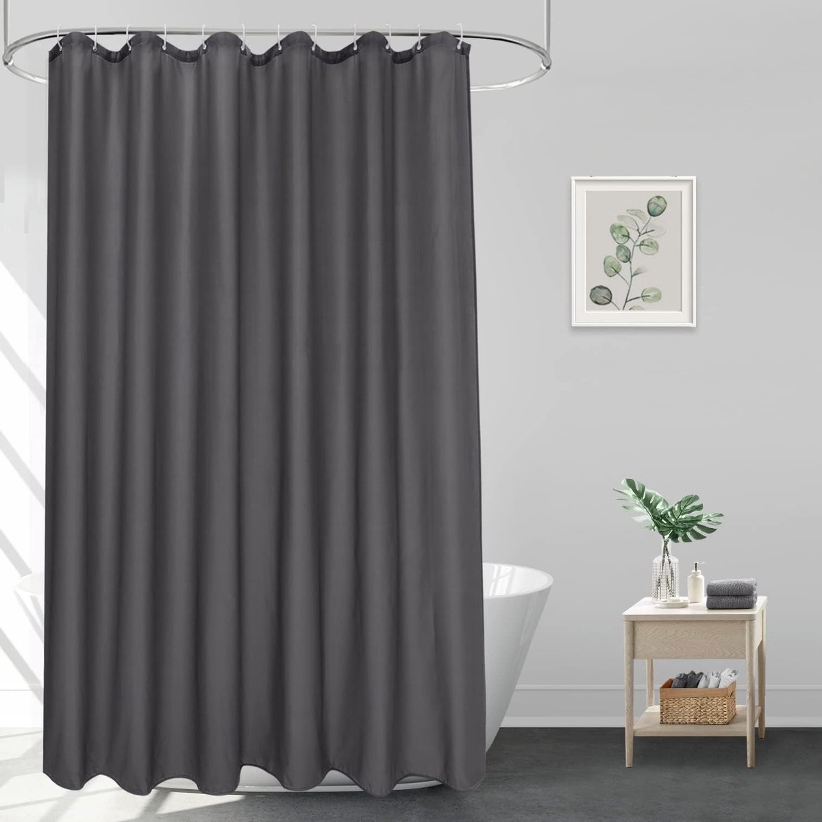 Wasbare Douchgordijn Donkergrijs 180 x 200 cm, Waterdicht en Antimicrobieel, Ideaal voor B