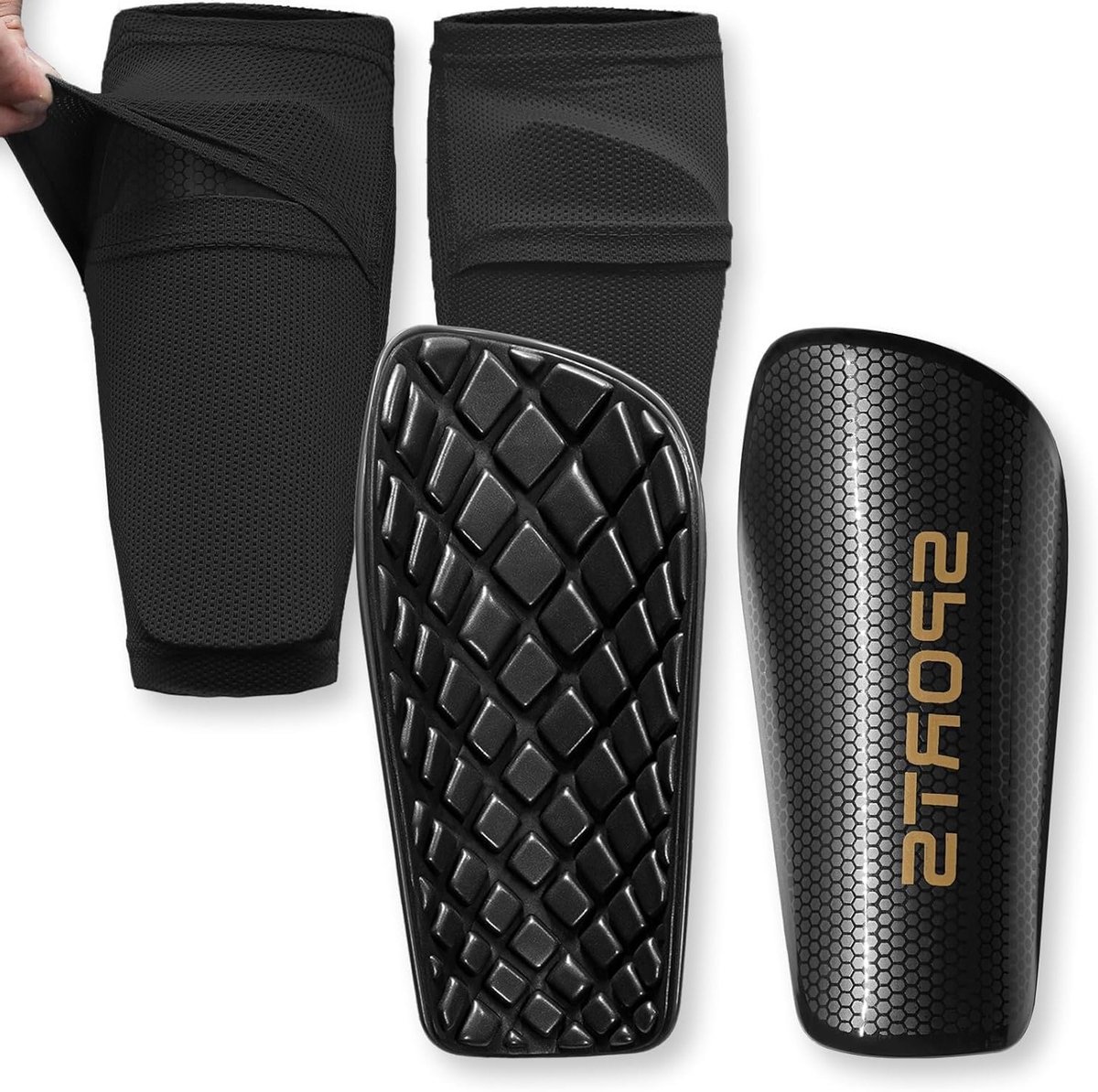 Shin Guards voor Kinderen en Volwassenen, Duurzame en Antislip Scheenbeschermers voor Voetbal, Sterke Bescherming en Comfort tijdens het Spelen