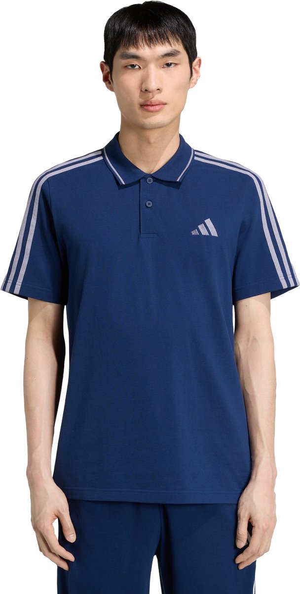 Adidas Sportswear Essentials 3-Stripes Piqué Poloshirt Heren Blauw