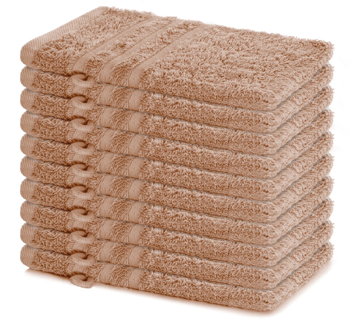 Lavea® Set van 10 washandjes 15x21 cm van 100% katoen badstof – Zacht & absorberend – Ideaal voor thuis, hotel, spa en baby – Cappuccino