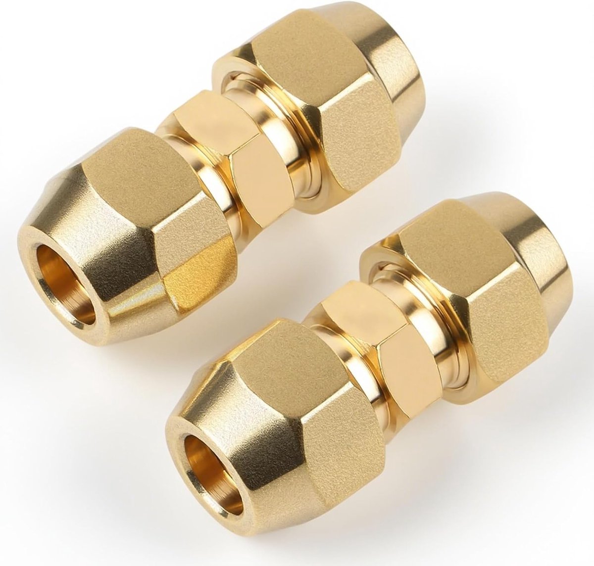 2 Stuks Dubbele Nippel voor Koperbuizen, 3/8 Inch Verlenging voor Koperbuizen met 2 Moeren, Geschikt voor 9.53mm Koperbuizen en Aansluitingen