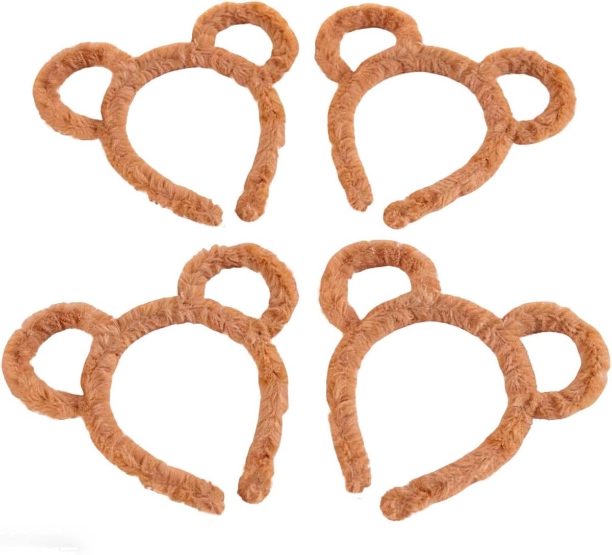 Zachte bruine beer oren hoofdband voor volwassenen, perfect voor rollenspellen, themafeesten en kostuumaccessoires - 4 stuks