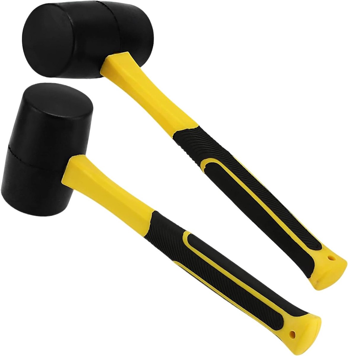 2 Pack 16oz Rubber Mallet met Fiberglass Handvat voor Tegelwerk, Houtbewerking en Sieraden, Ideaal voor Paving en Klussen zonder Sporen