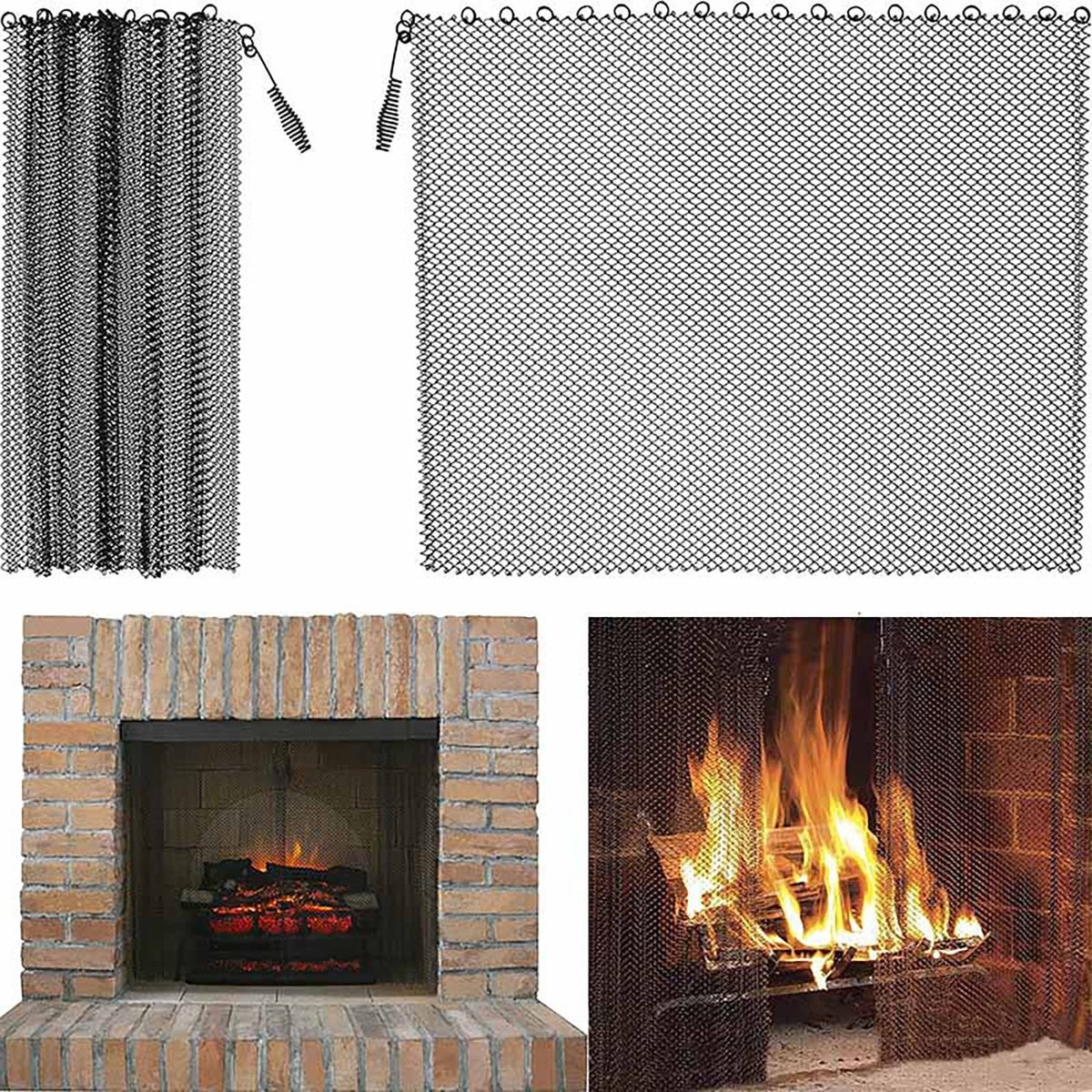 Dailygoody - Open haard mesh gordijn - Spark guard - Zwart transparant - Veiligheid - Metaal - Geschikt voor open haarden - Formaat 24 inch
