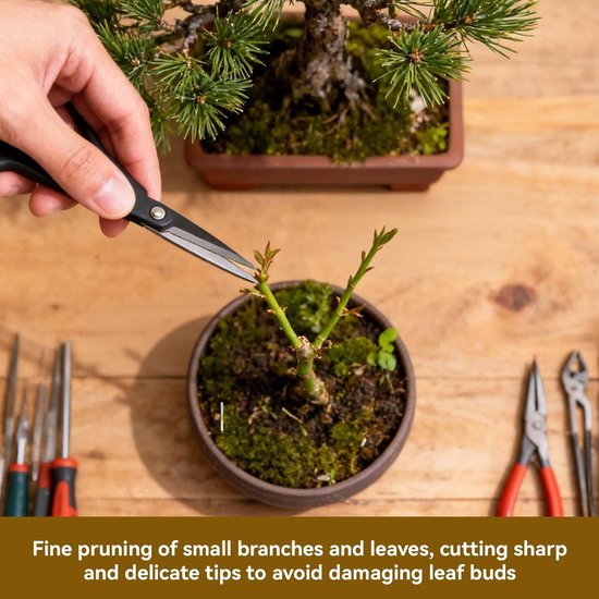 Dailygoody - Japanse bonsai-takkenschaar - Snoeischaar - Multifunctioneel - Zwart - Scherpe takkenschaar - Ideaal voor tuinieren - 200 mm — afbeelding 3